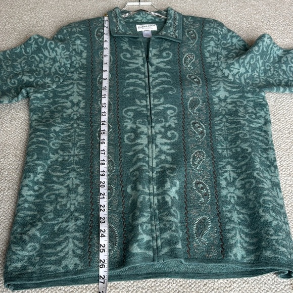 VINTAGE Pendleton 100% Virgin Merino Wool Zip-Up Sweater Jacket SizeLarge Petite - Picture 7 of 7